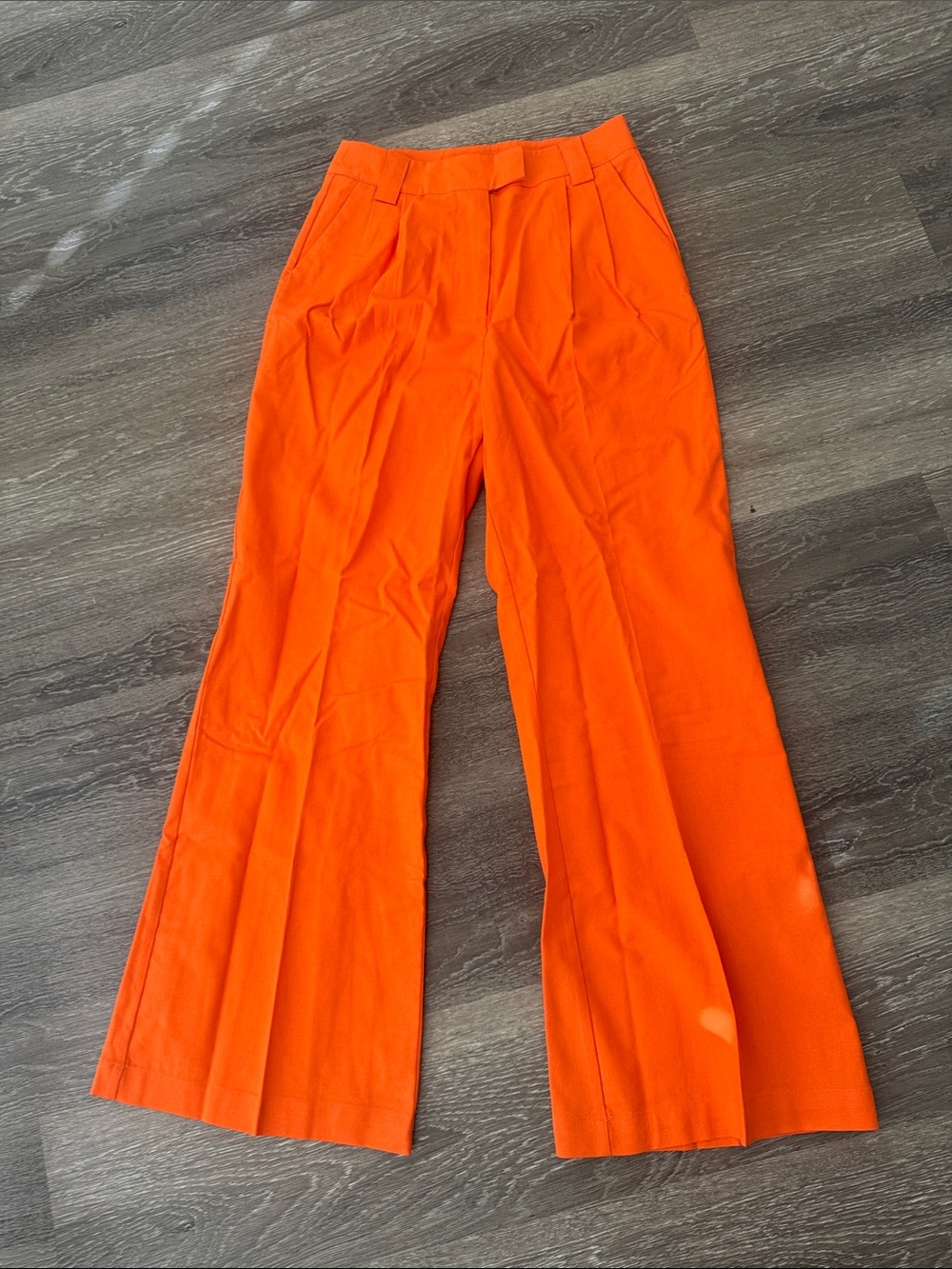 COMMENSE NWT Linen blend high rise wide leg straight pants size small orange